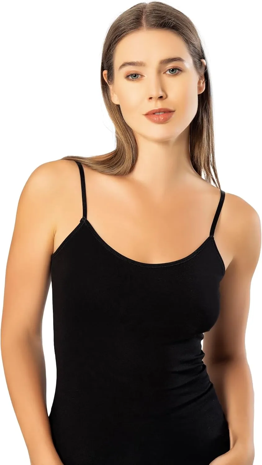 VAVONNE Spaghetti Strap Camisole Tank Tops for Women, Basic Slim-Fit Cotton Cami Undershirts