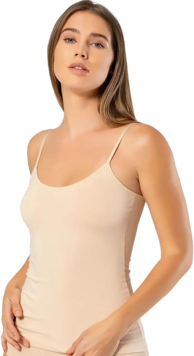 VAVONNE Spaghetti Strap Camisole Tank Tops for Women, Basic Slim-Fit Cotton Cami Undershirts