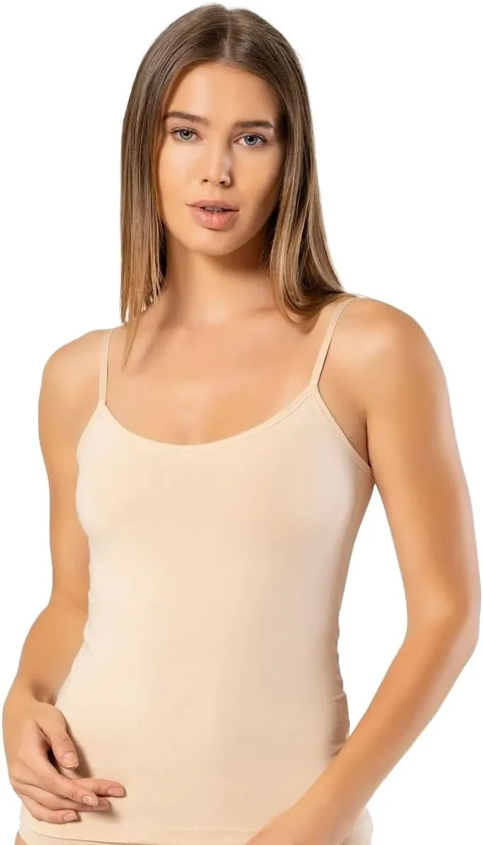 VAVONNE Spaghetti Strap Camisole Tank Tops for Women, Basic Slim-Fit Cotton Cami Undershirts