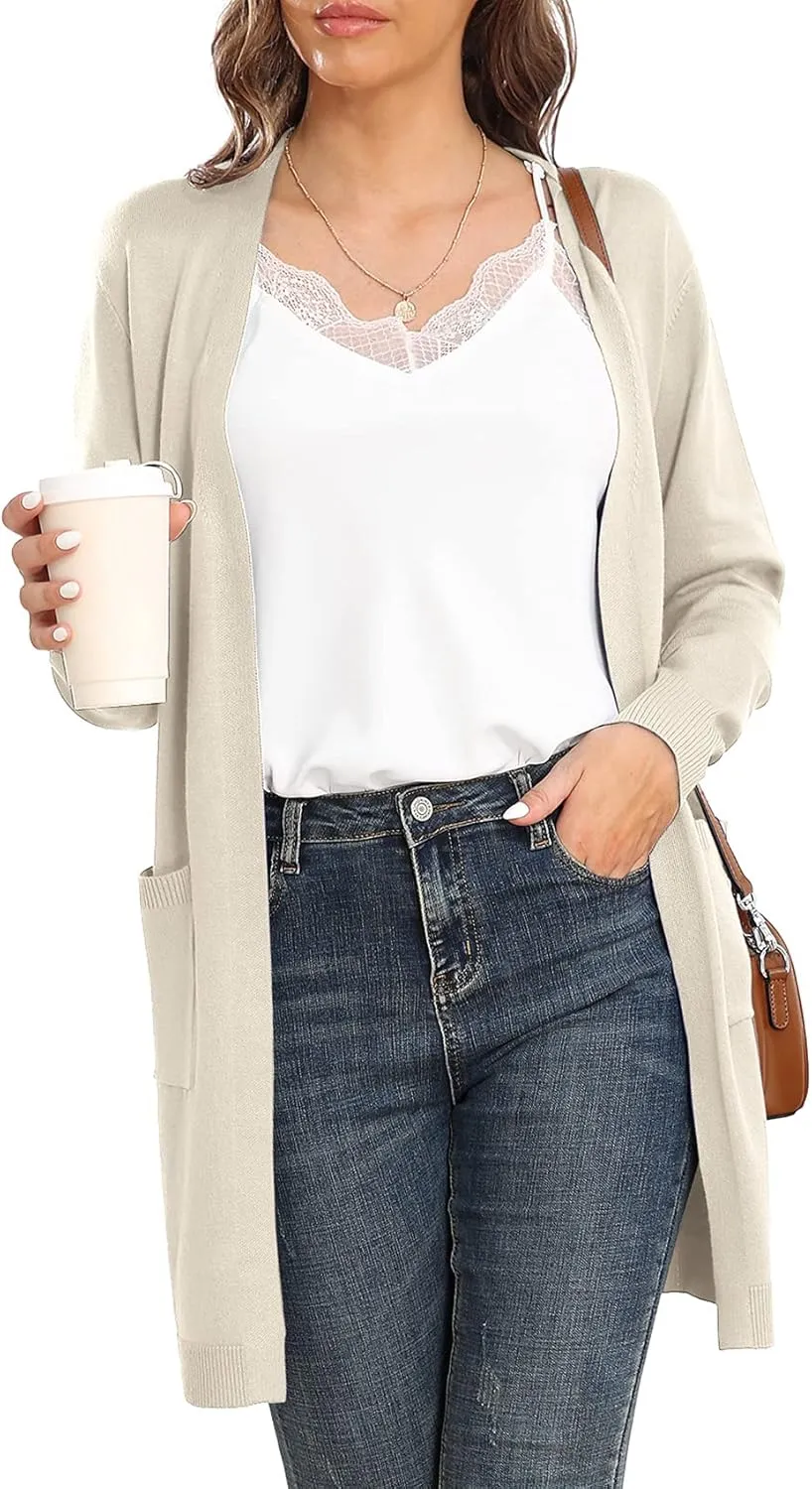 VIISHOW Women's Classic Cardigans Long Sleeve Open Front Casual Knit Cardigan Sweaters Coat Soft Outwear