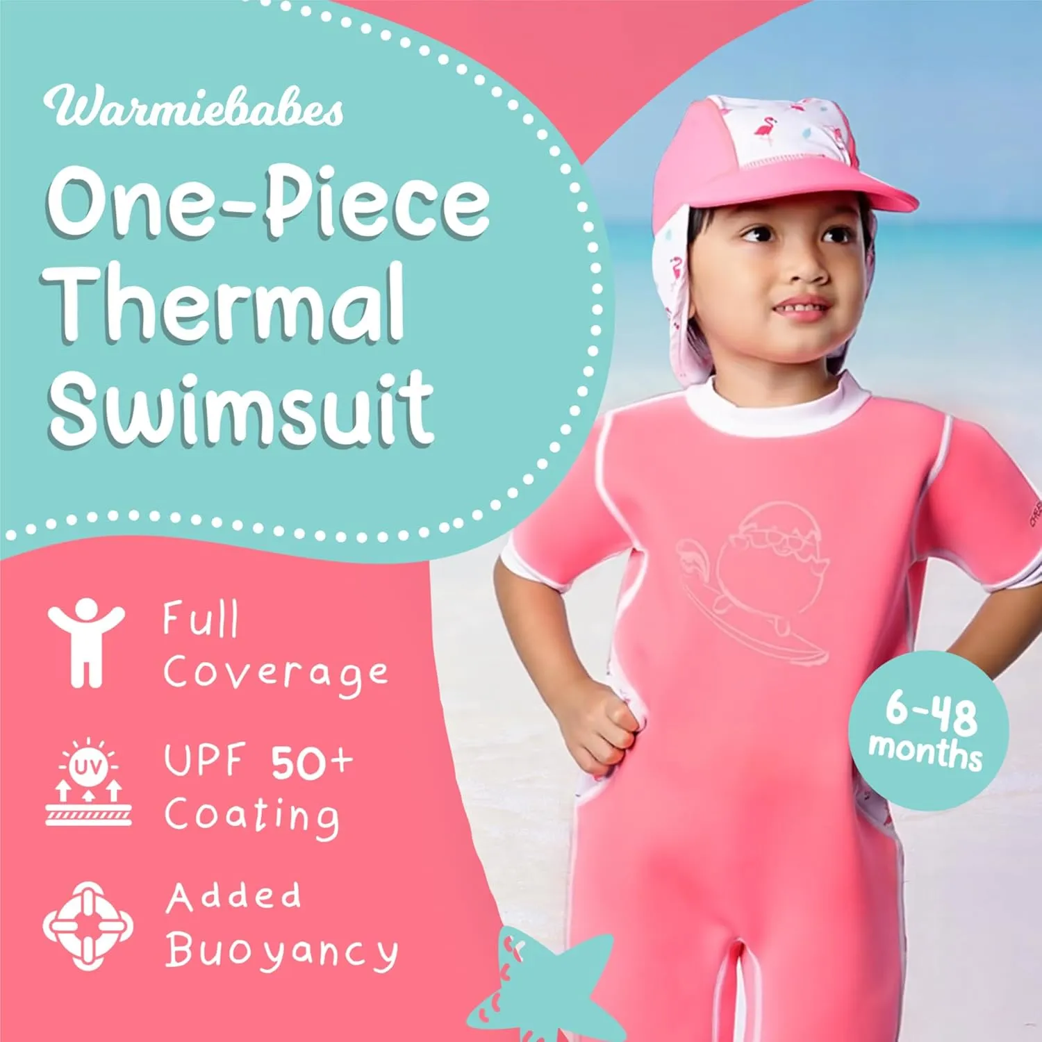 Warmiebabes Baby and Toddler Swimsuit, Thermal Baby Swimsuit Made with UPF50  Neoprene, Quick-Dry Wetsuit