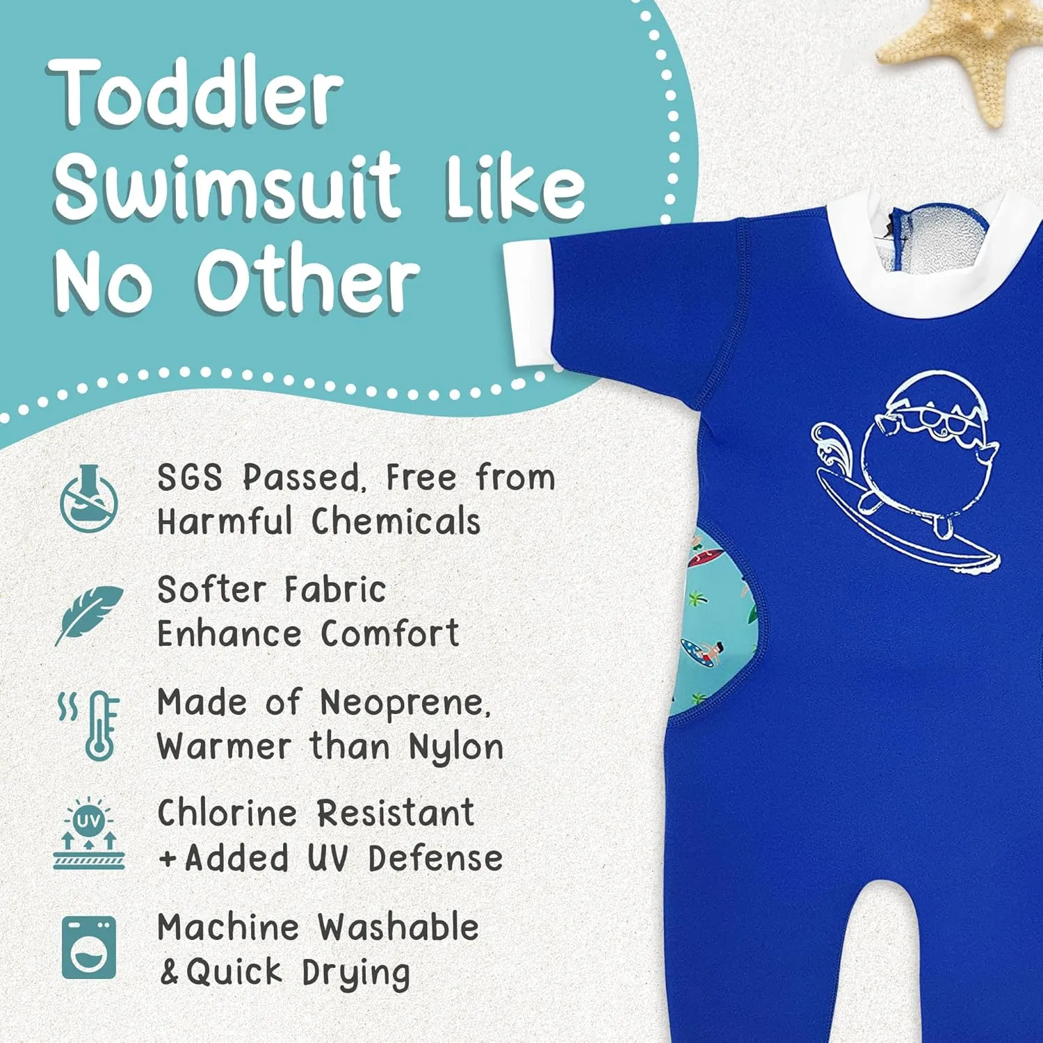 Warmiebabes Baby and Toddler Swimsuit, Thermal Baby Swimsuit Made with UPF50  Neoprene, Quick-Dry Wetsuit