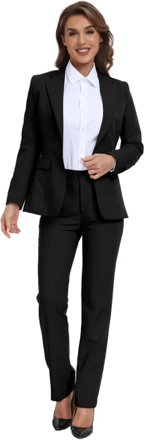 Women Classic Suits 2 Piece Bussiness Professional Work Outfits Office Attire Slim Fit Dressy Blazer Jacket Pants Suit Sets
