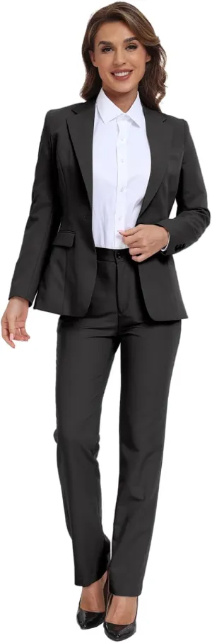 Women Classic Suits 2 Piece Bussiness Professional Work Outfits Office Attire Slim Fit Dressy Blazer Jacket Pants Suit Sets