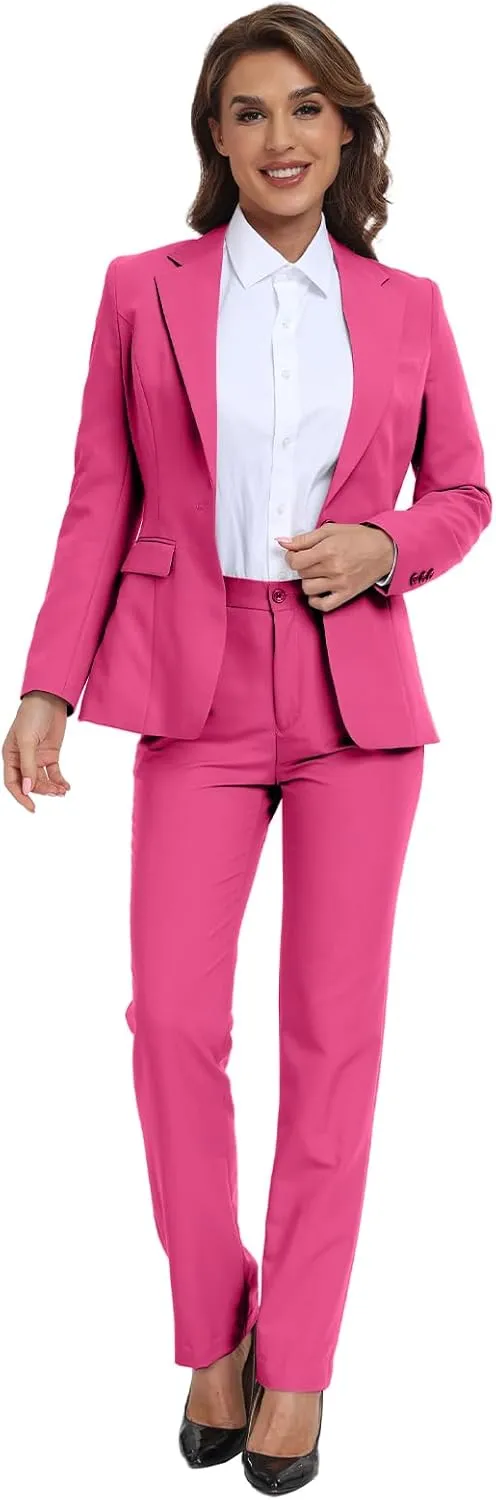 Women Classic Suits 2 Piece Bussiness Professional Work Outfits Office Attire Slim Fit Dressy Blazer Jacket Pants Suit Sets