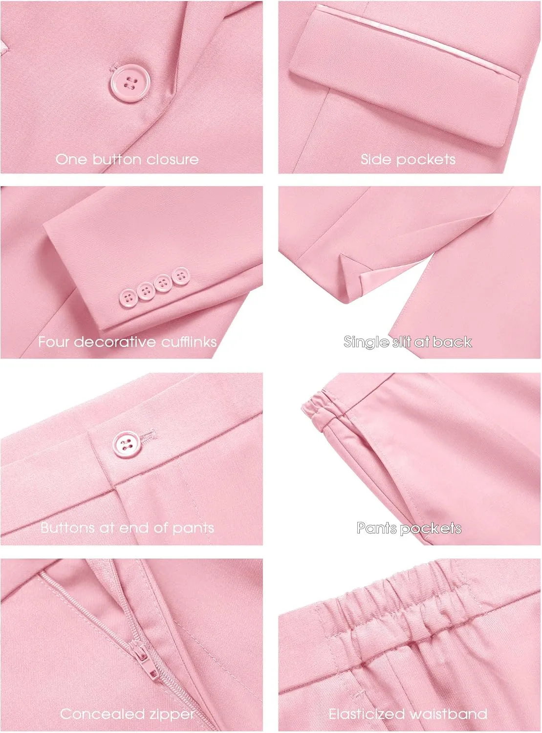 Womens 2 Piece Pants Suit Solid Notch Lapel One Button Slim Fit Blazer Jacket Elastic Waist Pants Tuxedo Set