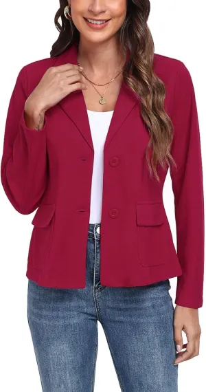 Womens Blazer Casual Long Sleeve Button Notch Lapel Work Office Business Blazers Jackets with Pockets