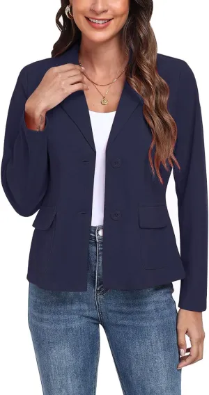 Womens Blazer Casual Long Sleeve Button Notch Lapel Work Office Business Blazers Jackets with Pockets