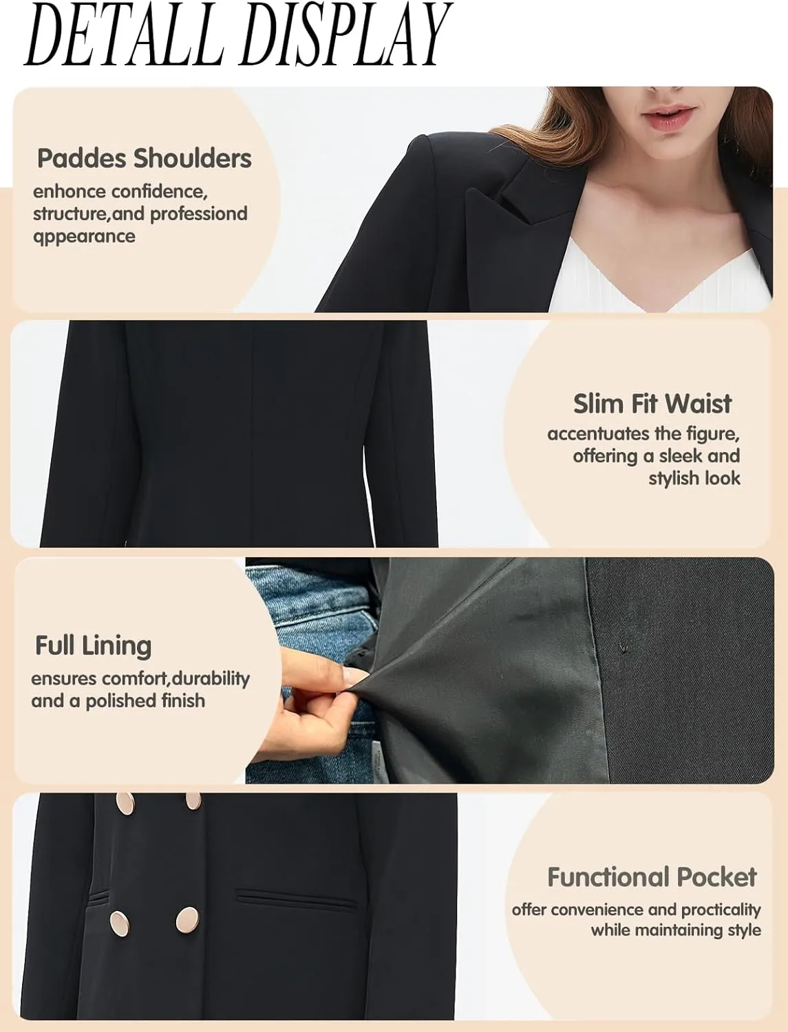 Women's Blazers & Suit Jackets Spring Casual Blazer Open Front Long Sleeve with Pockets Business Work Office 2025