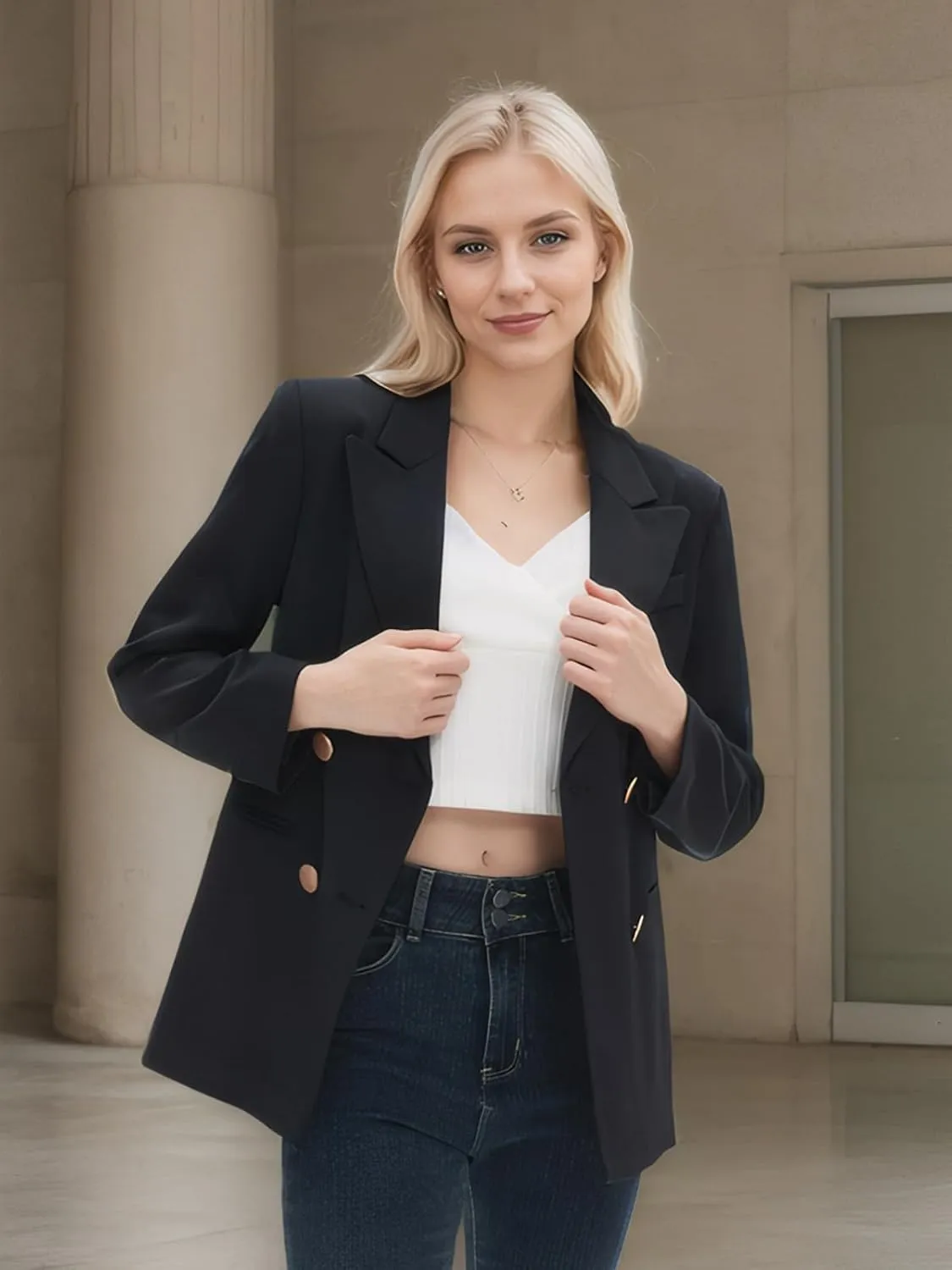 Women's Blazers & Suit Jackets Spring Casual Blazer Open Front Long Sleeve with Pockets Business Work Office 2025