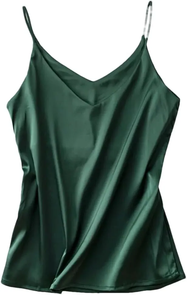 Women's Camisole Tops Neck V Neck Camisole Sleeveless Satin Silk Vest Summer Camisole