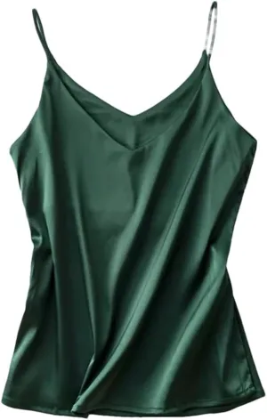 Women's Camisole Tops Neck V Neck Camisole Sleeveless Satin Silk Vest Summer Camisole