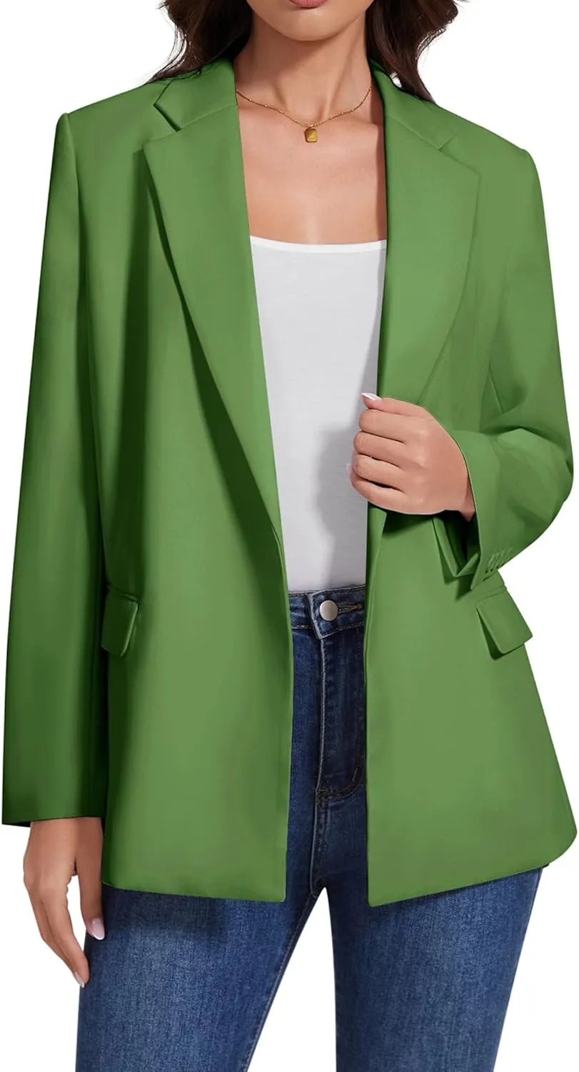 Womens Casual Blazers Long Sleeve Open Front Suit Wrap-Belted Work Office Blazers Jacket with Pockets