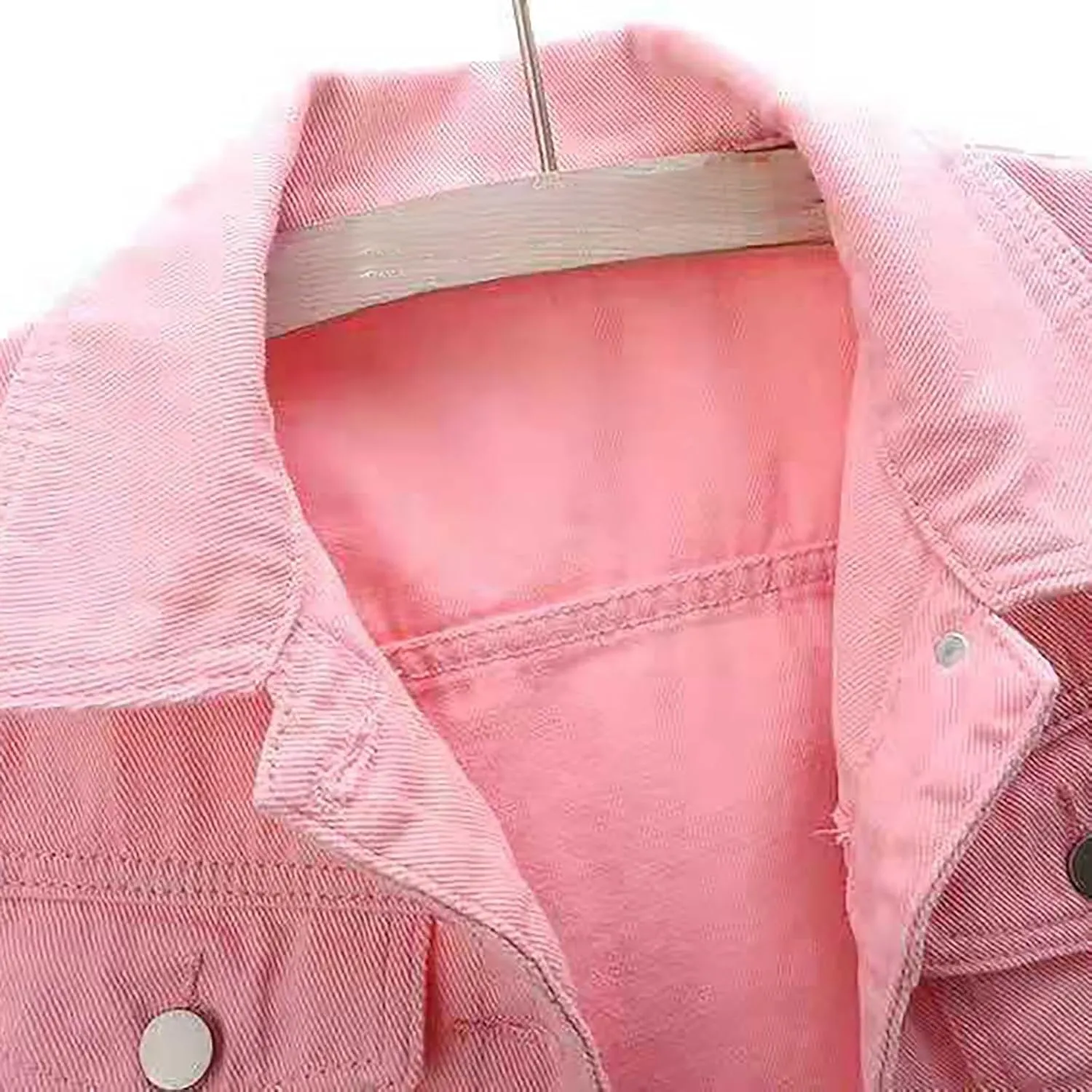 Womens Cropped Denim Jacket 3/4 Sleeve Plus Size Jean Jacket Lightweight Retro Coats