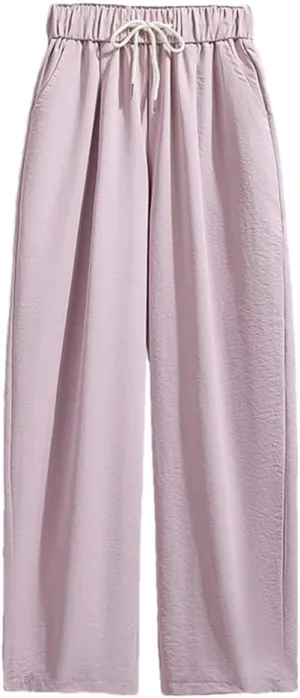 Women's High Waist Plus Size Pants Autumn Arrival Drawstring Wide Leg Loose Large Size Trousers