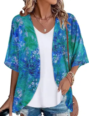 Womens Kimono Beach Cover Up Chiffon Cardigan Floral Tops Loose Capes