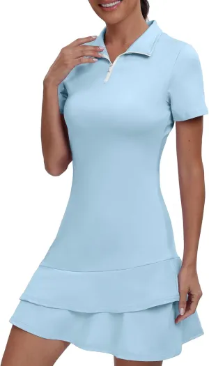 Womens Two Piece Tennis Golf Dress UPF 50  Active Athletic Exercise Sports Wear with Pocket and Shorts