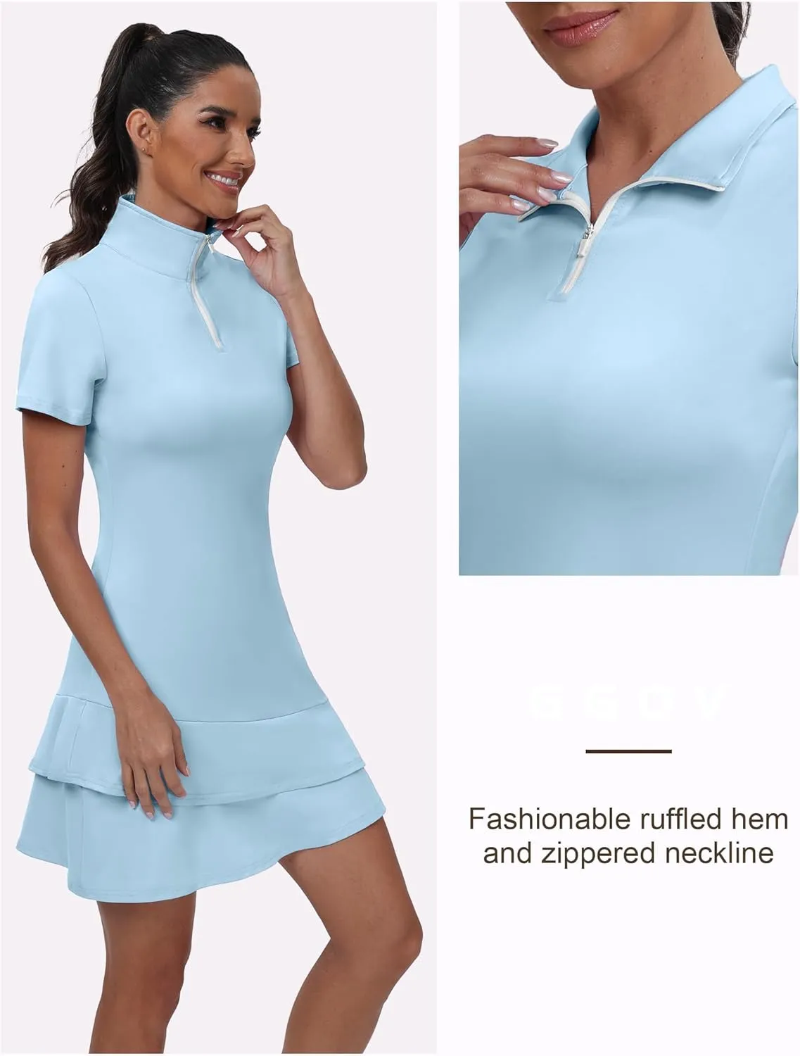 Womens Two Piece Tennis Golf Dress UPF 50  Active Athletic Exercise Sports Wear with Pocket and Shorts