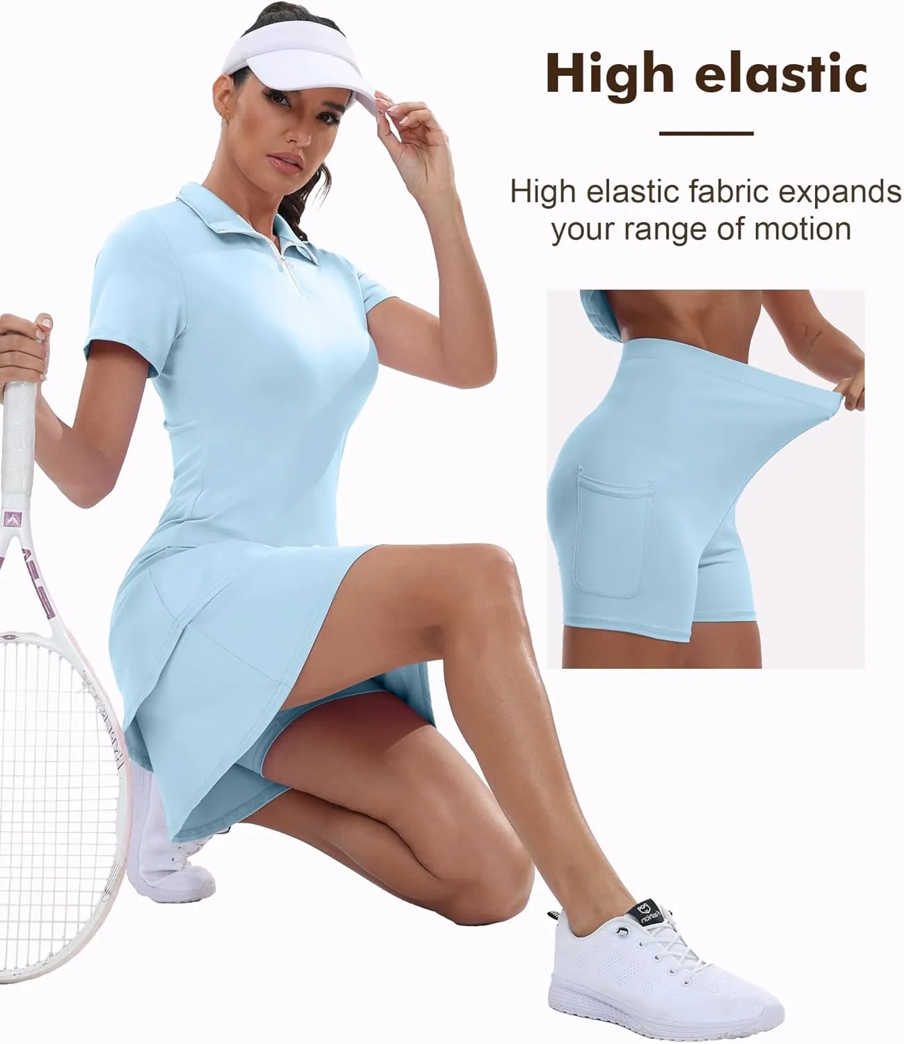 Womens Two Piece Tennis Golf Dress UPF 50  Active Athletic Exercise Sports Wear with Pocket and Shorts