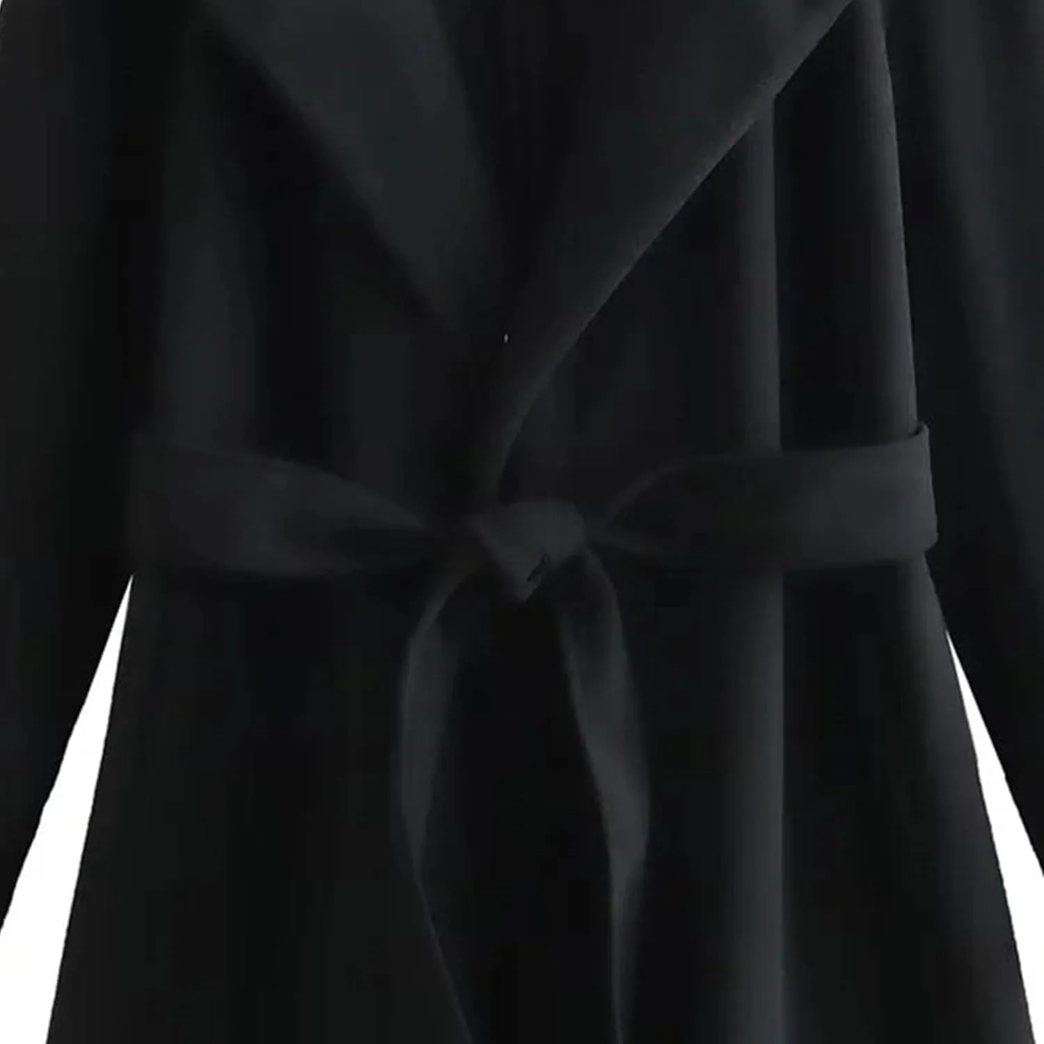 Womens Wool Blend Hooded Coats Long Sleeve Belted Trench Coat Casual Open Front Cardigan Jackets Overcoat