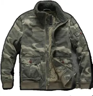 Xingfenly Men' Winter Thicken Jacket with Hood Multi Mid-Length Outerwear Tactical Camouflage Cotton-padded Base Coat