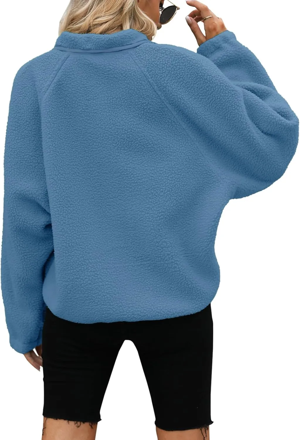 Yanekop Womens Fleece Jacket Fuzzy Long Sleeve Short Coats Button Down Sherpa Outerwear with Pockets