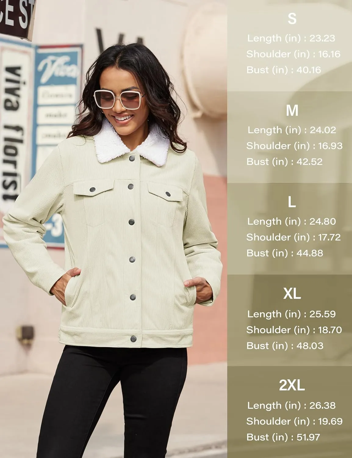 YUCOLEN Corduroy Sherpa Jacket Women - Trendy Western Fleece Lined Coats Winter Warm Button Down Casual Cute Shackets 2025