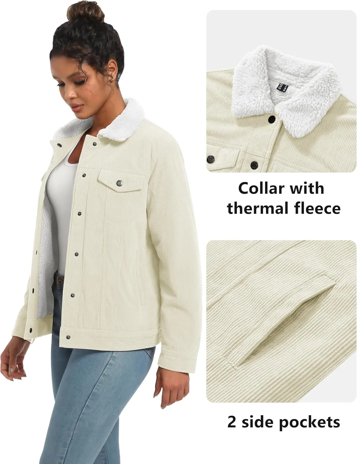 YUCOLEN Corduroy Sherpa Jacket Women - Trendy Western Fleece Lined Coats Winter Warm Button Down Casual Cute Shackets 2025