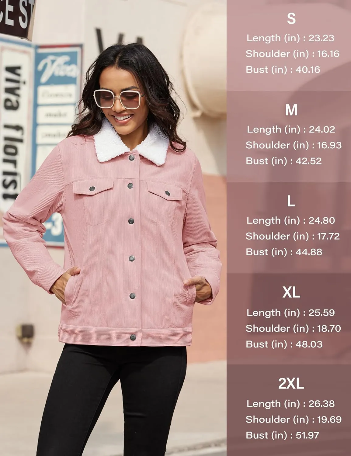 YUCOLEN Corduroy Sherpa Jacket Women - Trendy Western Fleece Lined Coats Winter Warm Button Down Casual Cute Shackets 2025